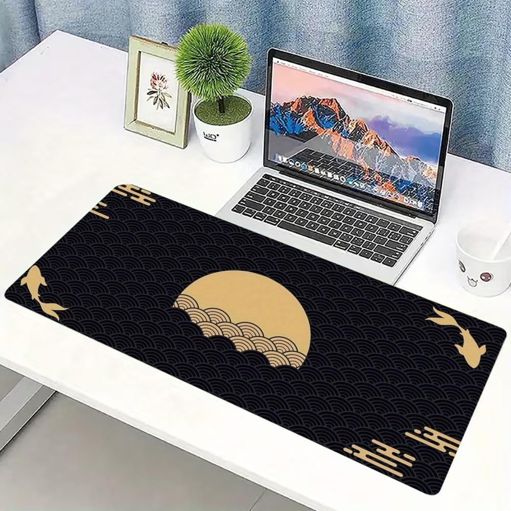 Desk Setup Pc And Laptop - Japanse Golden Wave Moon Koi Extended