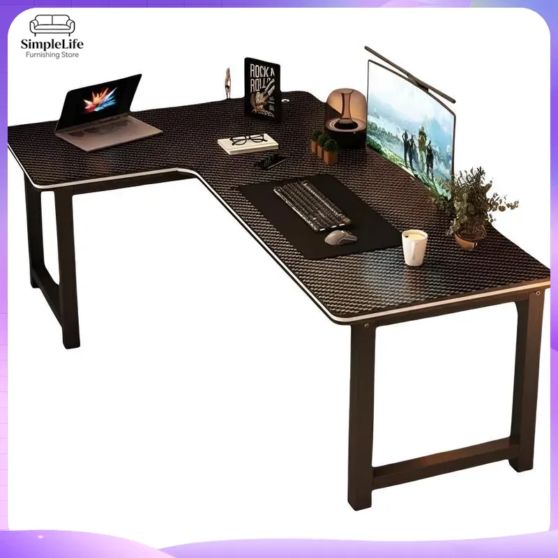 Desk Setup L Shaped - Hoekbureau computerbureau met opbergplank voor pc-setup