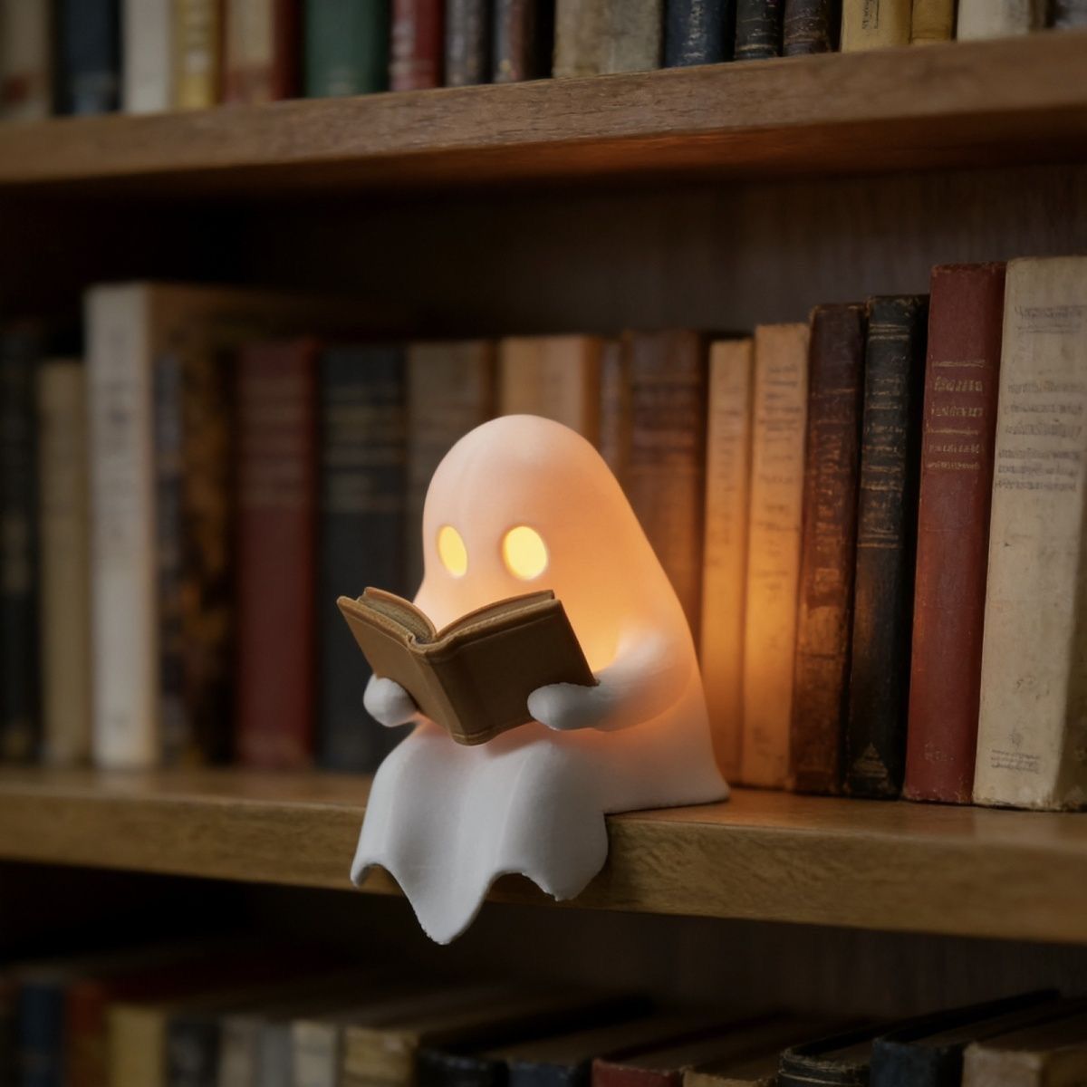 Desk Setup Lamp - Schattig Lezend Spook LED Nachtlampje, Werkt
