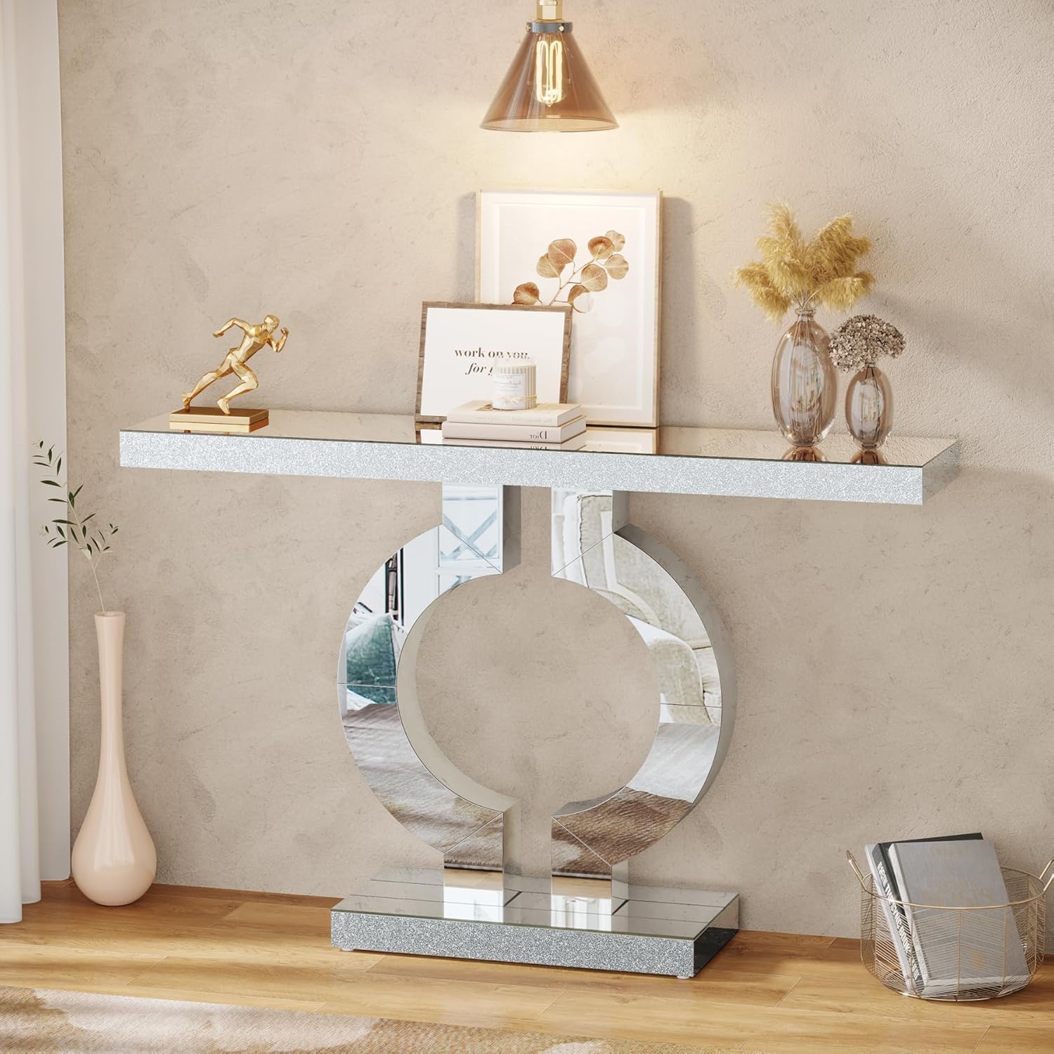 Desk Setup Minimalist - Tribesigns 43,3-inch (110 cm) gespiegelde consoletafel,