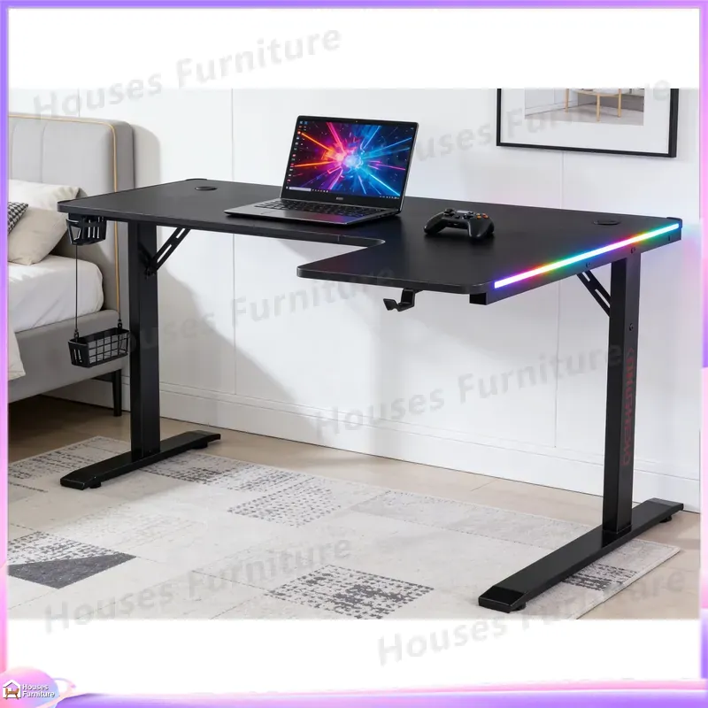 Desk Setup L Shaped - Groot 160cm gamingbureau met LED-verlichting, ergonomisch